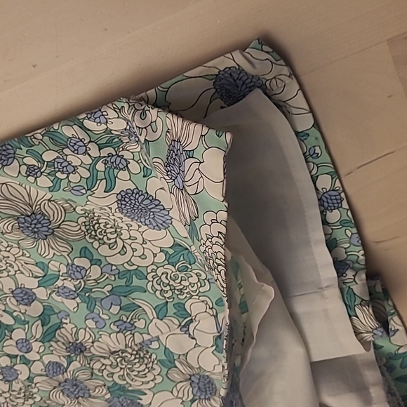 LIKE NEW Tibi Blue, Green, and White Floral Print Mod Spagetti Strapped Dress - Picture 6 of 16